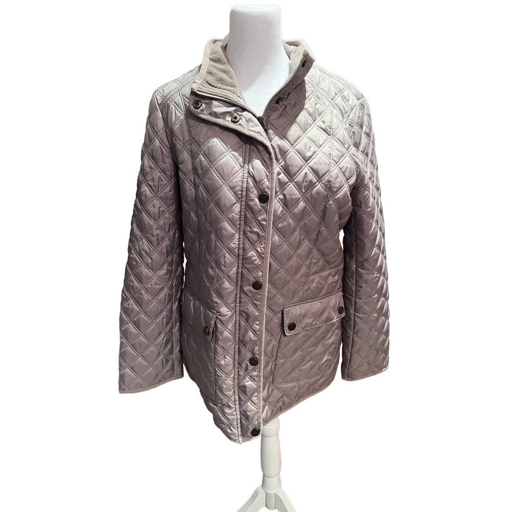 Lucky Brand Women’s Quilted Jacket Size Medium Grey Taupe Color Full Zip